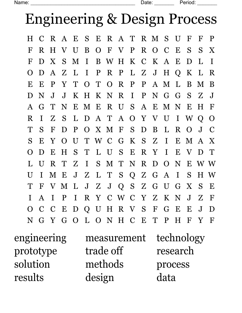 Engineering & Design Process Word Search
