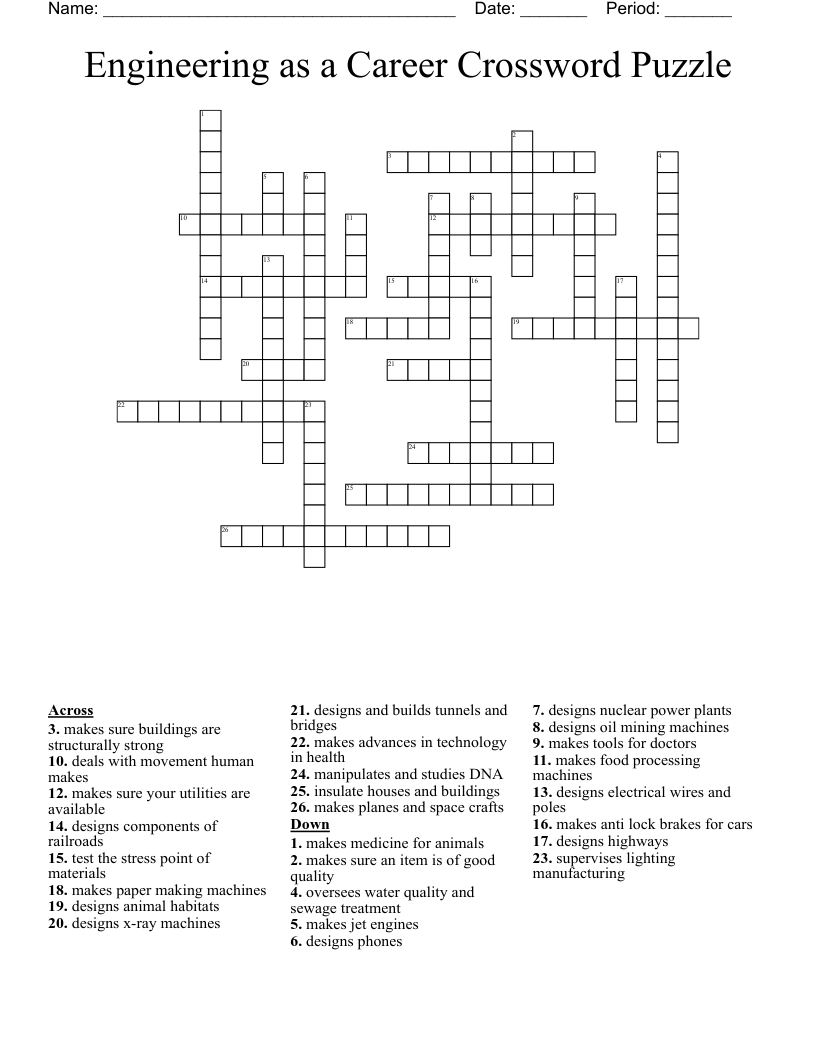 Engineering as a Career Crossword Puzzle
