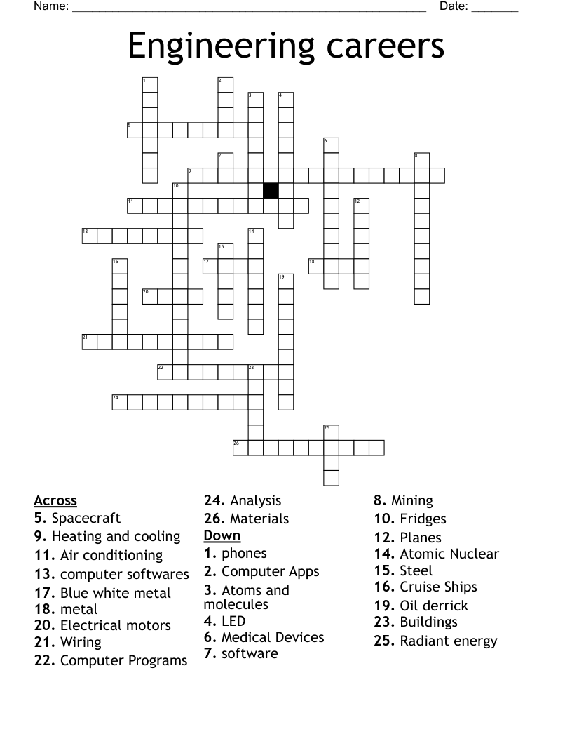 Engineering careers   Crossword