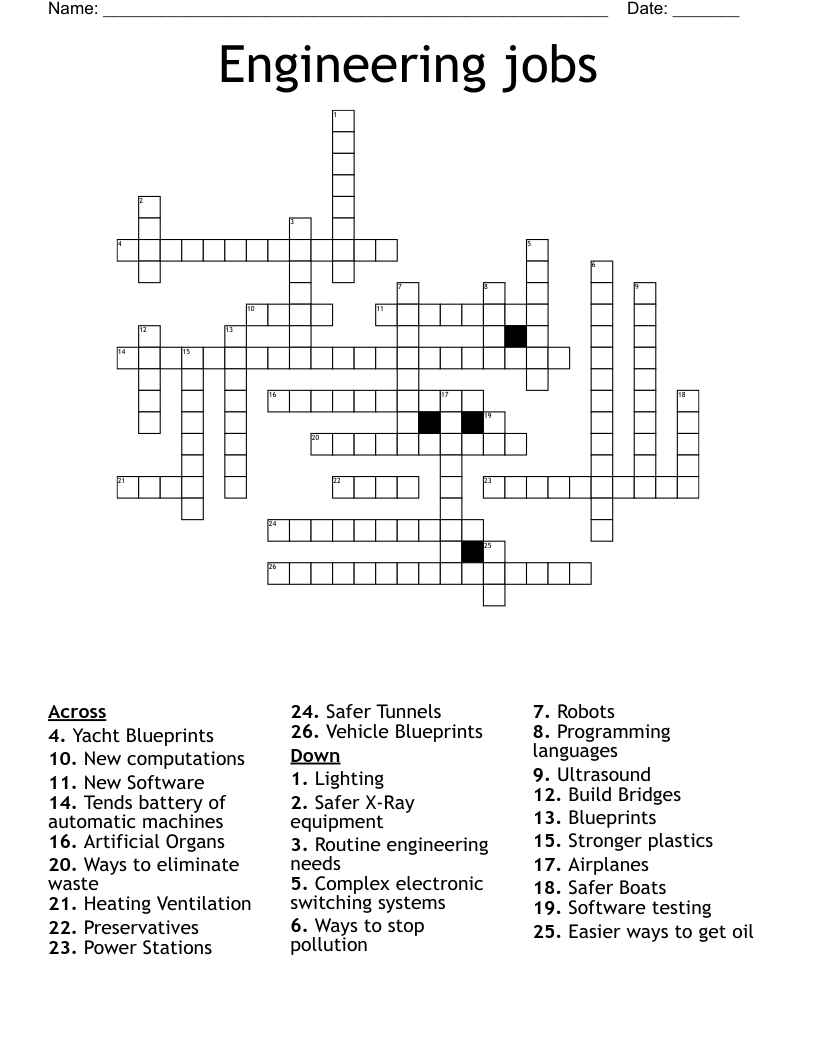 Engineering jobs Crossword