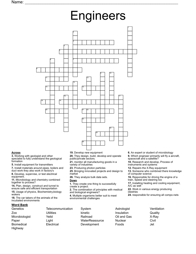 Engineers Crossword