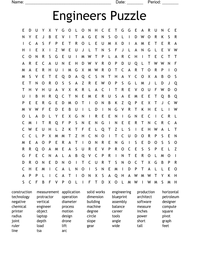 Engineers Puzzle Word Search