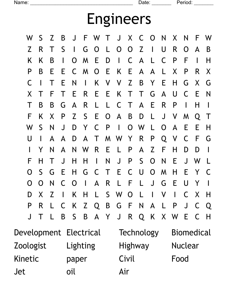 Engineers  Word Search