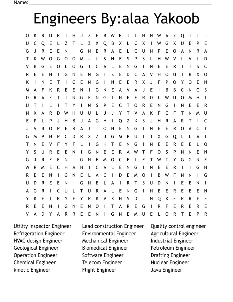 Engineers    By:alaa Yakoob Word Search