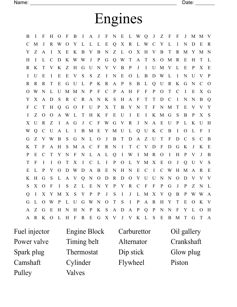 Engines Word Search