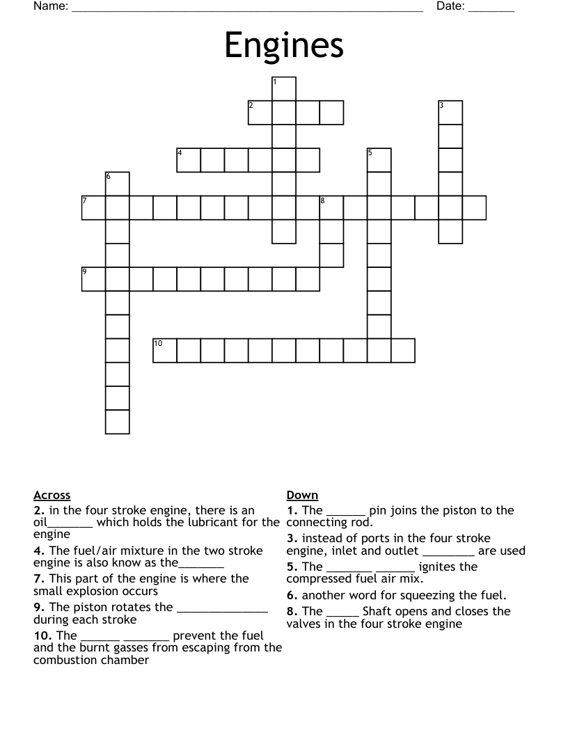 Engines Crossword