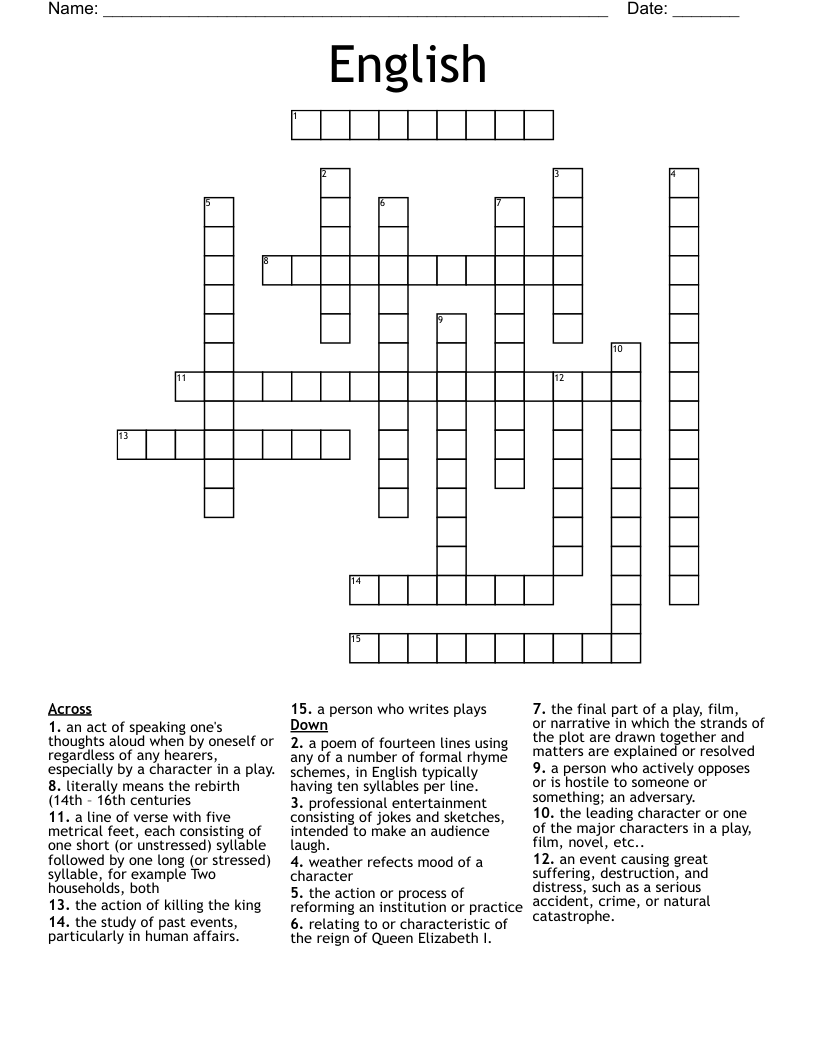 English Crossword