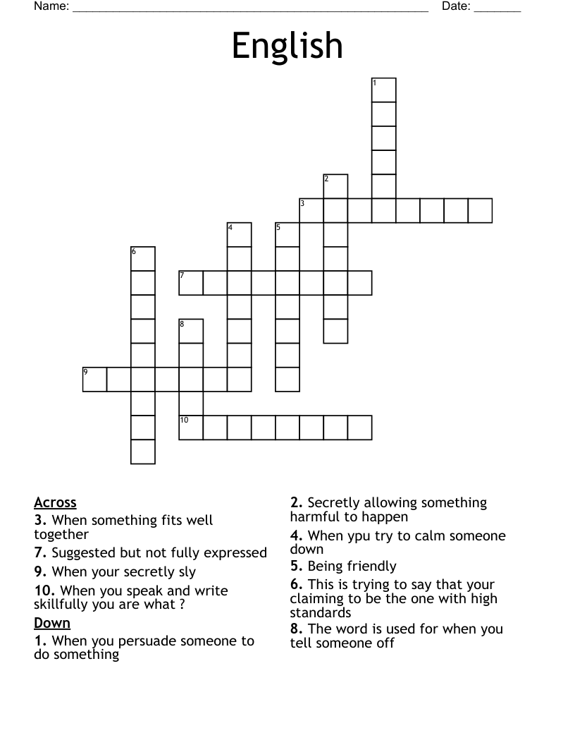 English Crossword