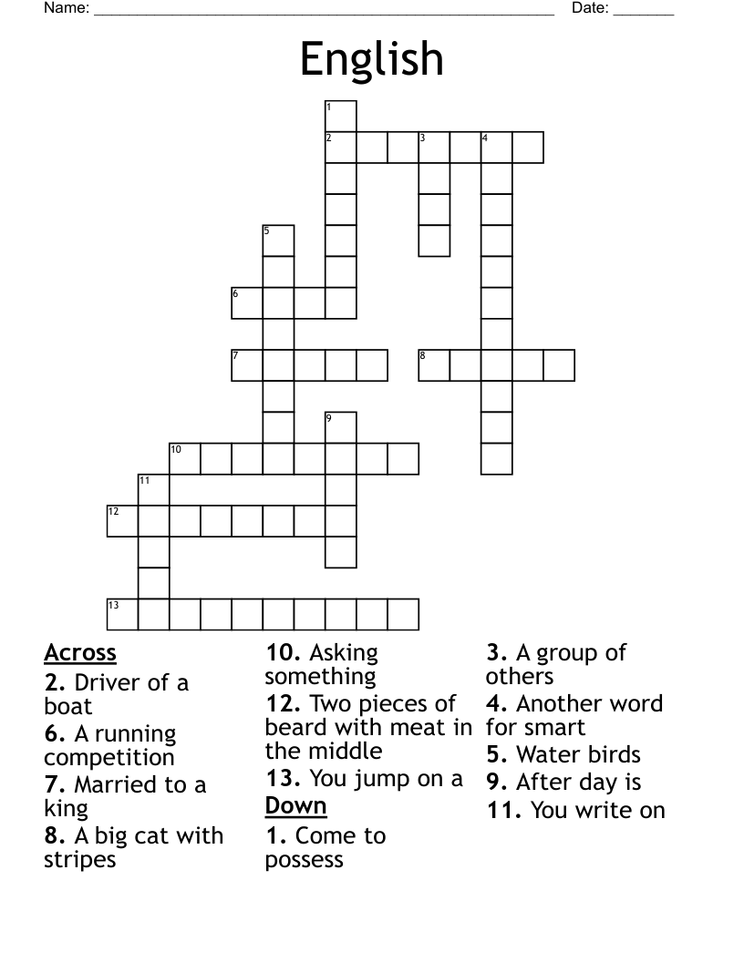 English Crossword