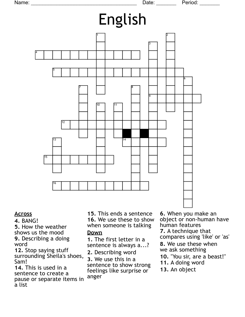 English Crossword