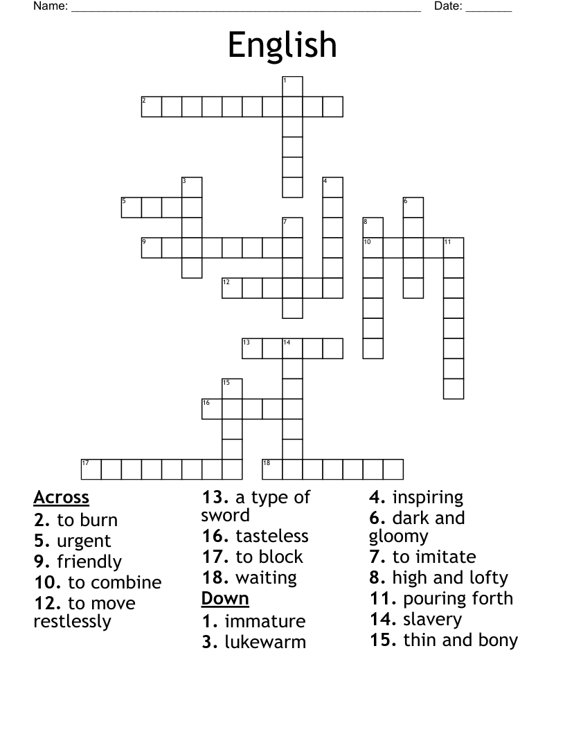 English Crossword