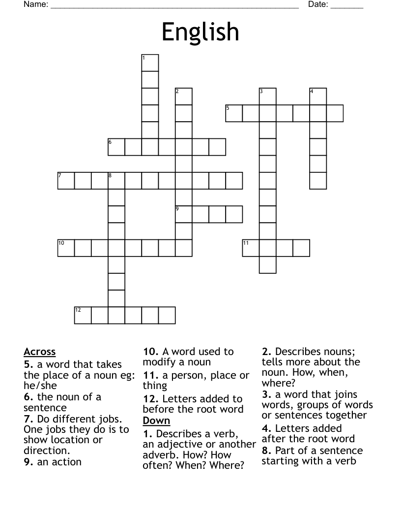 English Crossword
