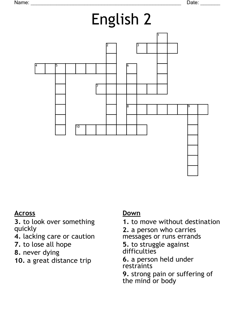 English 2 Crossword