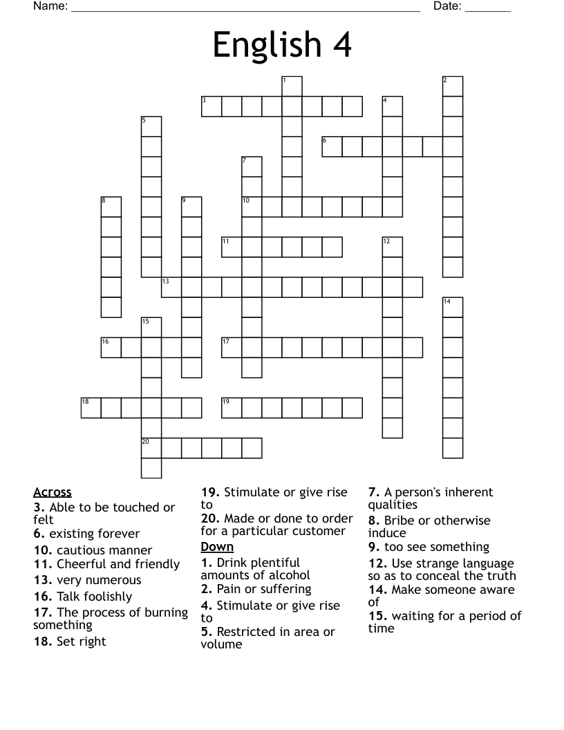 English 4  Crossword