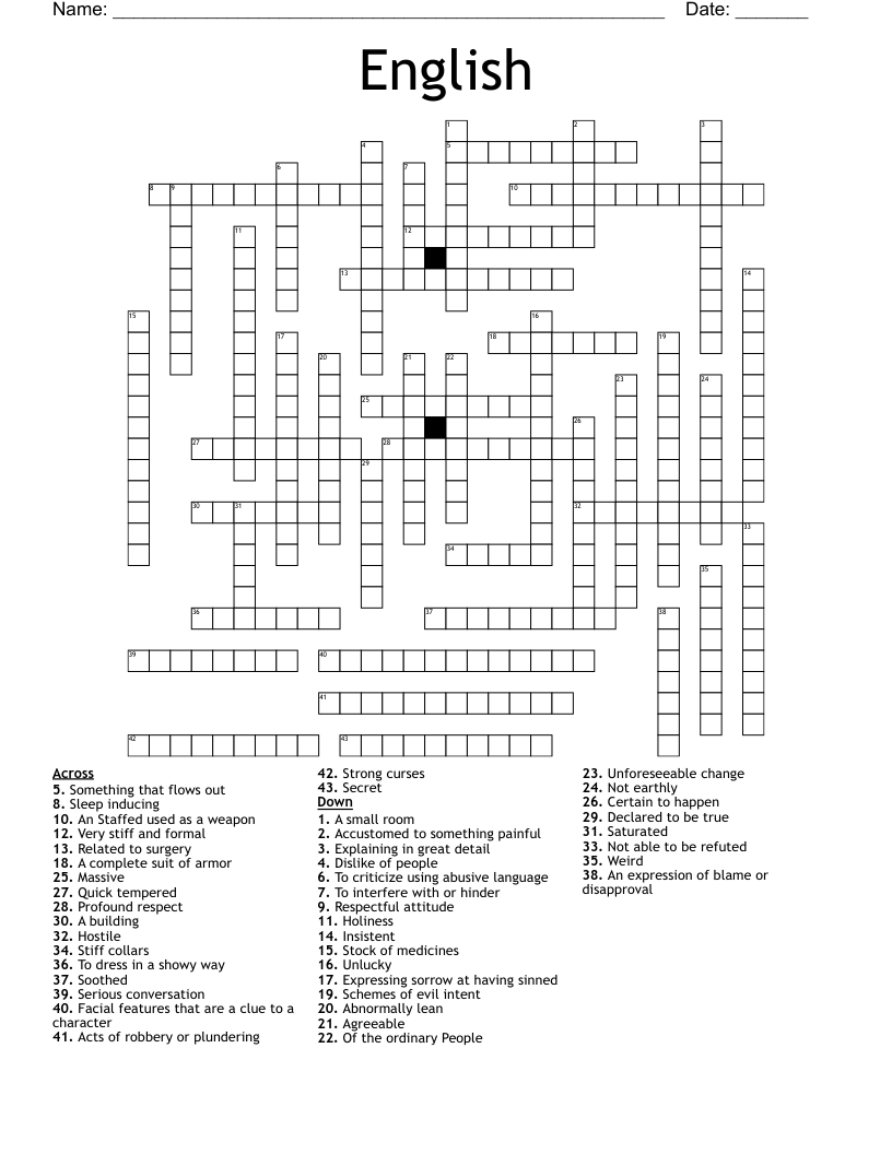 English Crossword