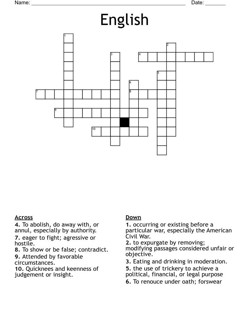 English Crossword