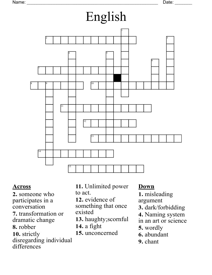 English Crossword