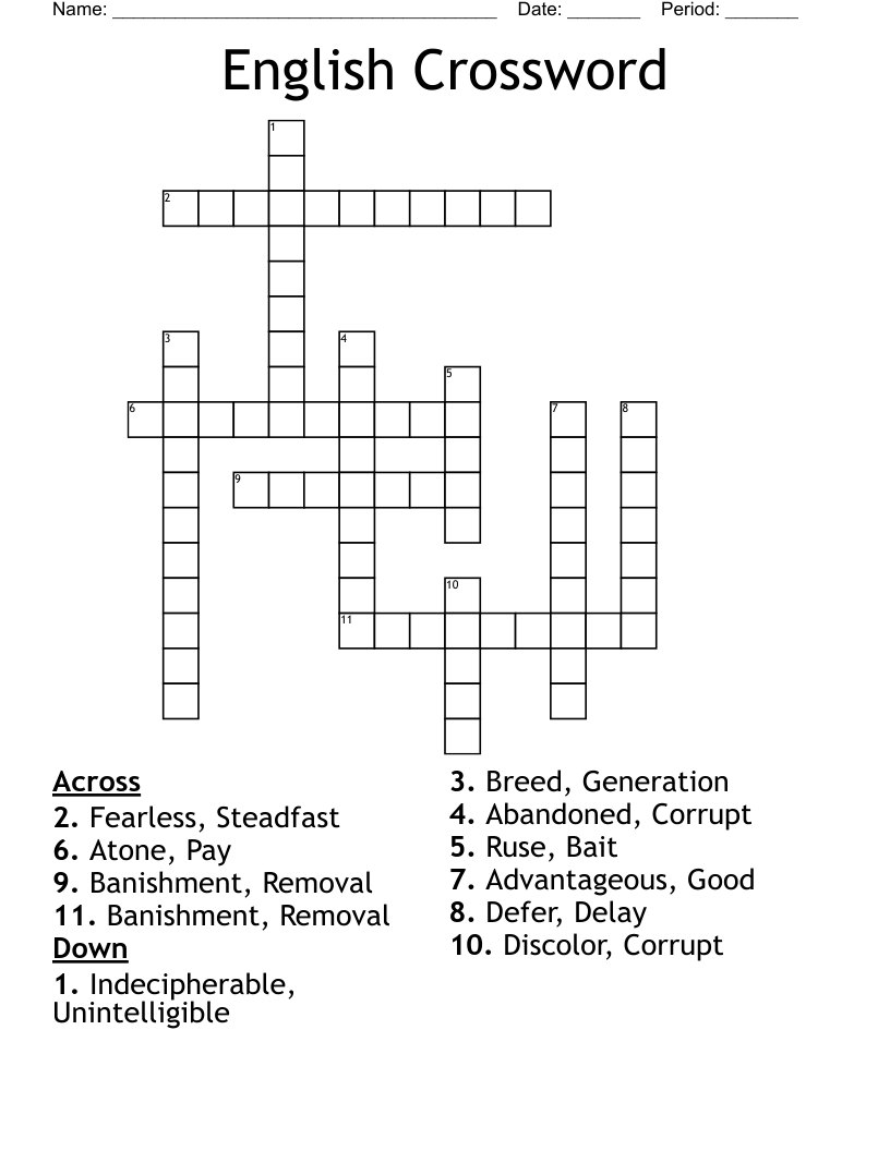 English Crossword