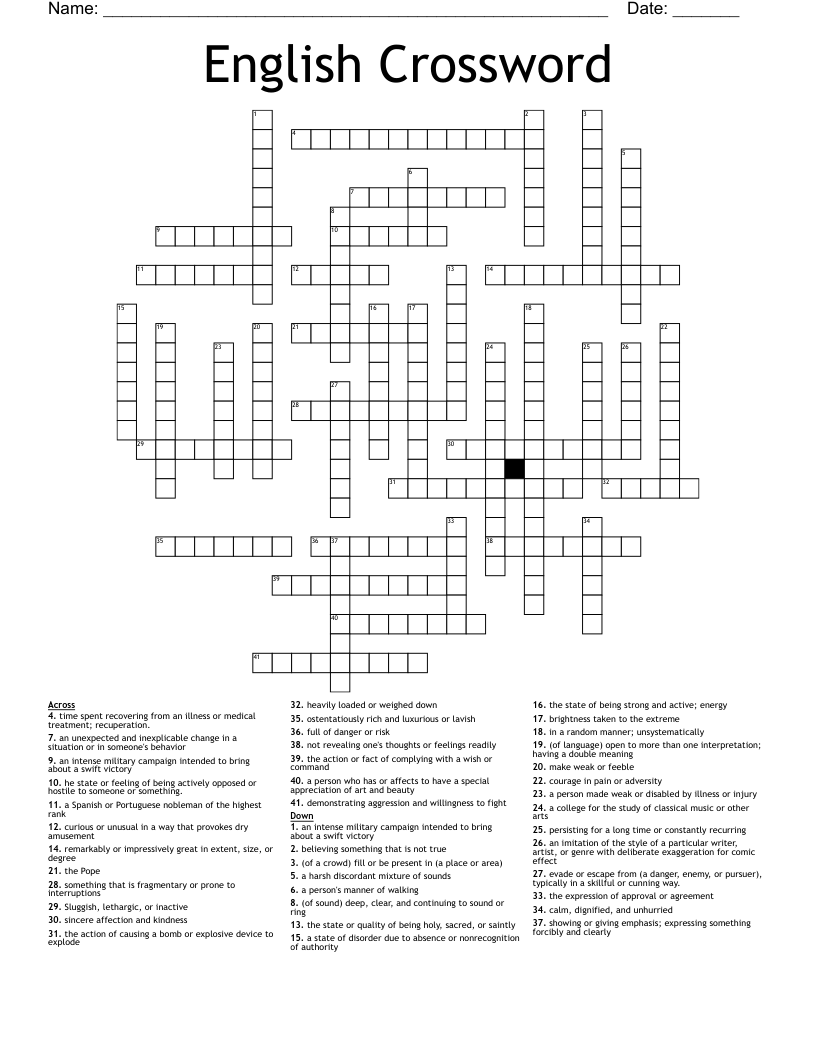 English Crossword