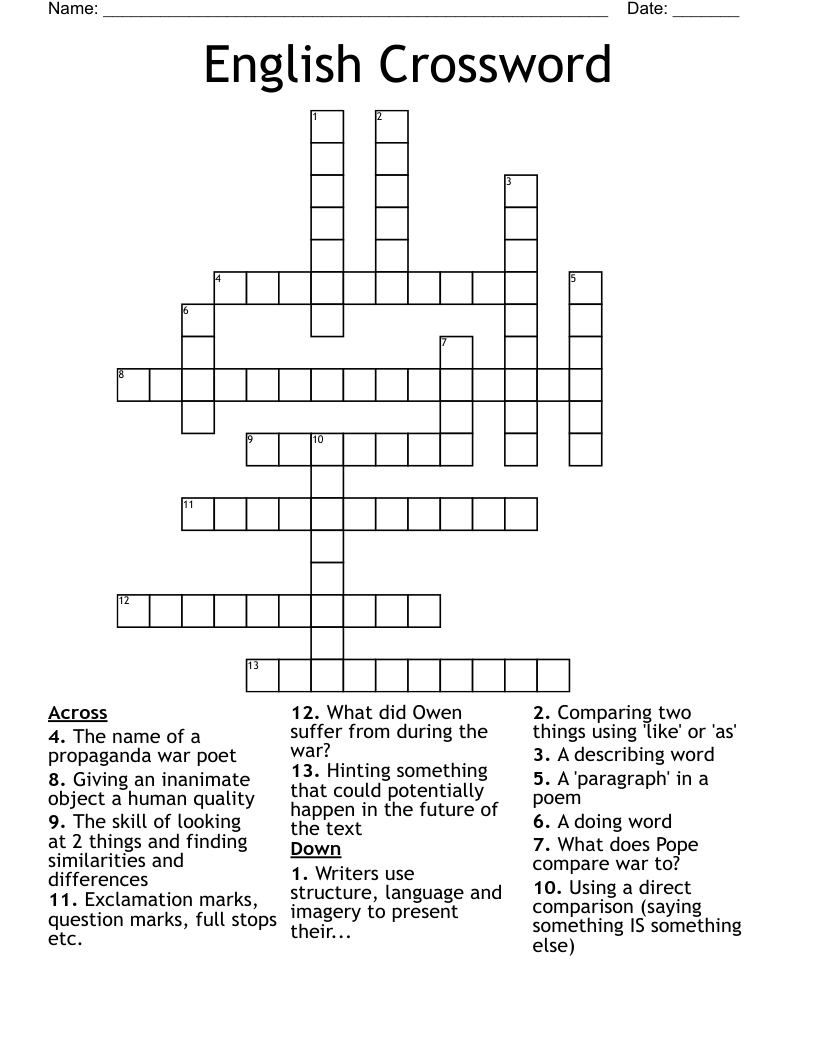 English Crossword