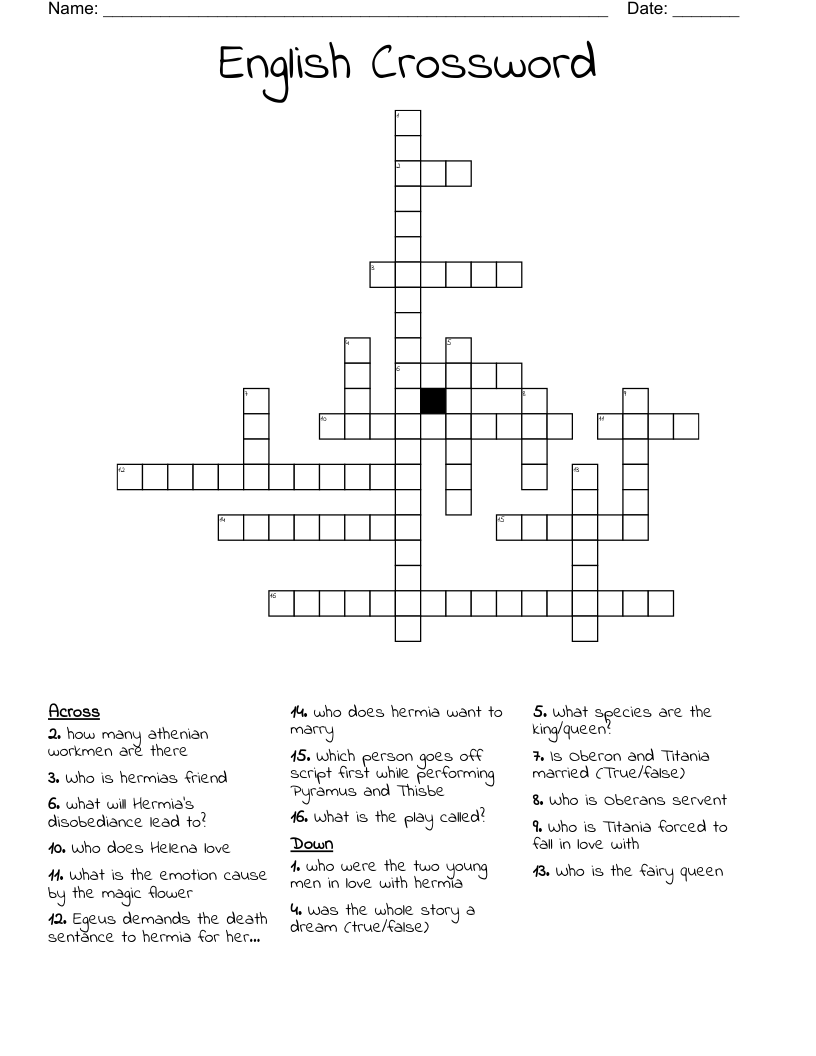 English Crossword