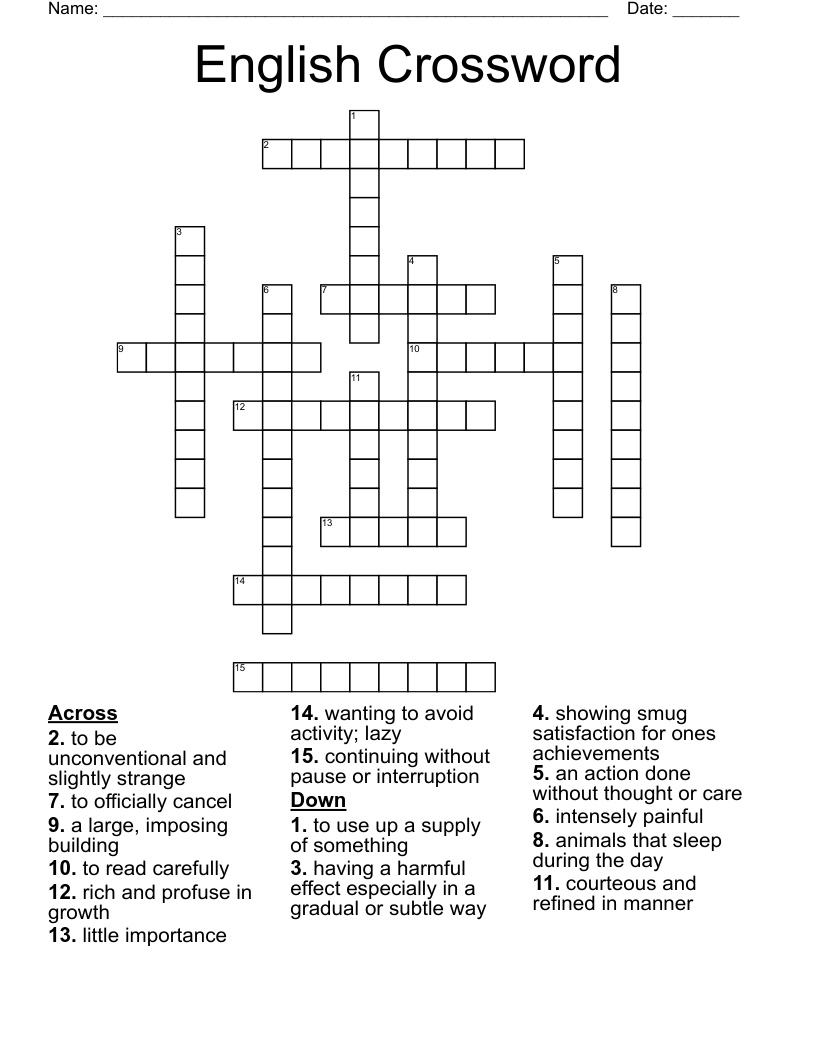 English Crossword