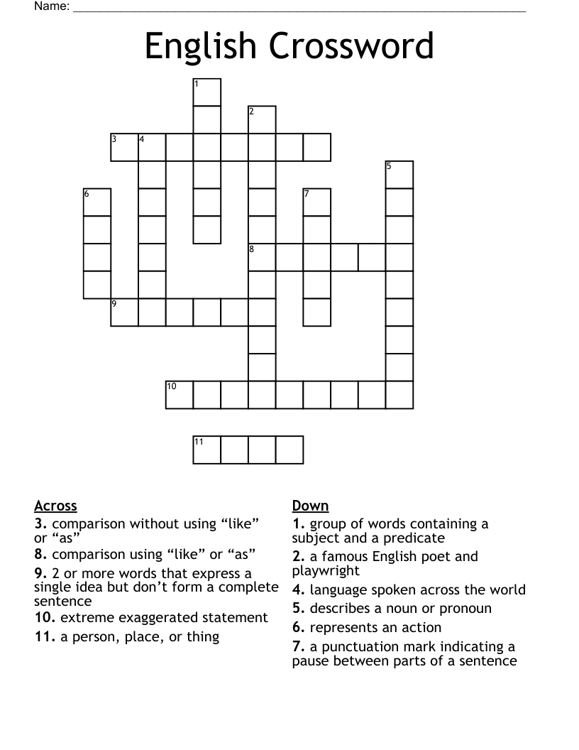 English Crossword