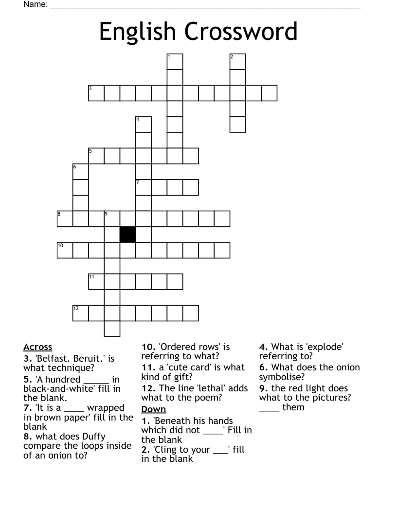 English Crossword