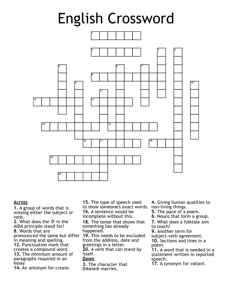 English Crossword