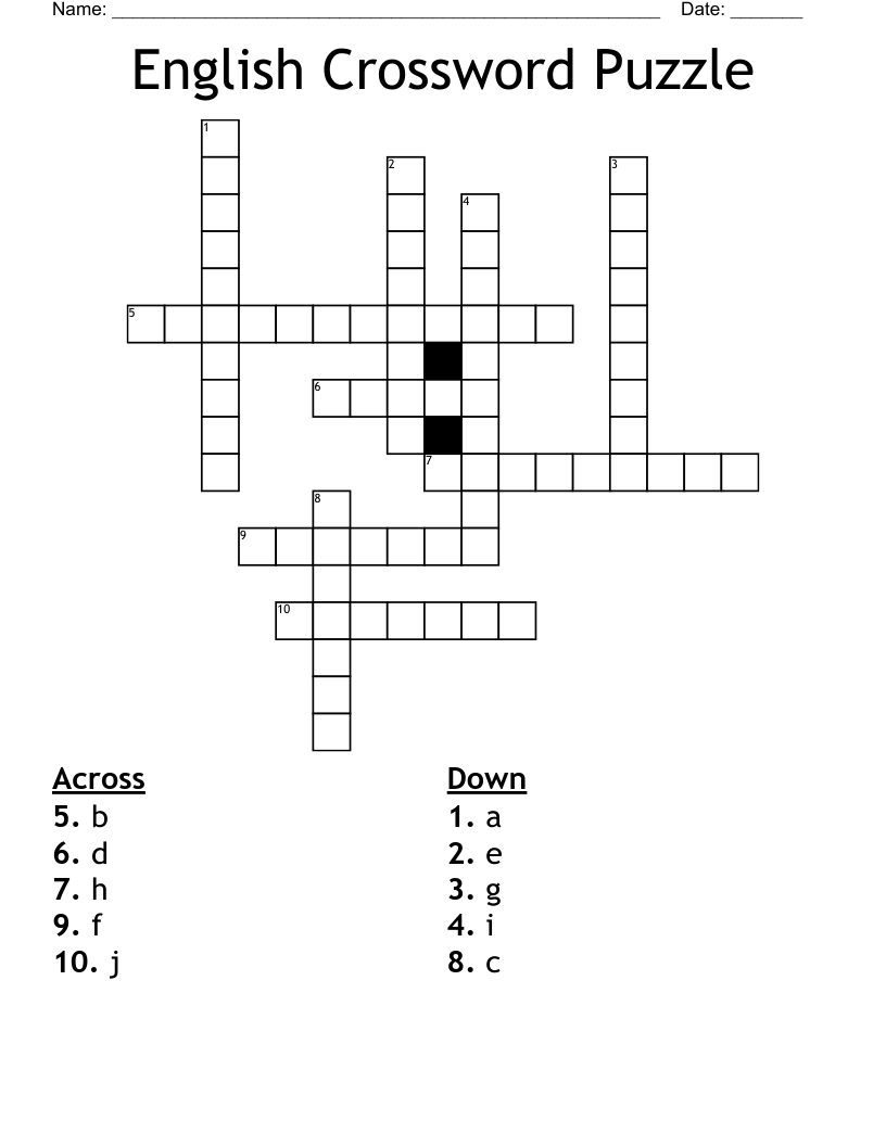 English Crossword Puzzle