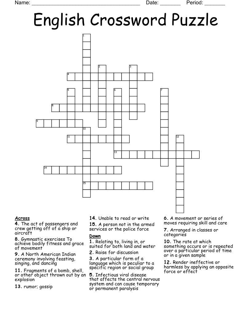 English Crossword Puzzle