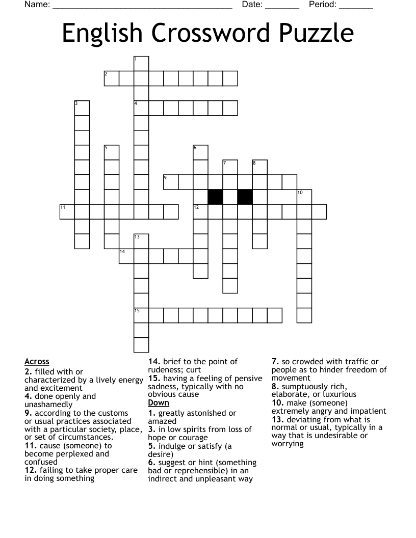 English Crossword Puzzle