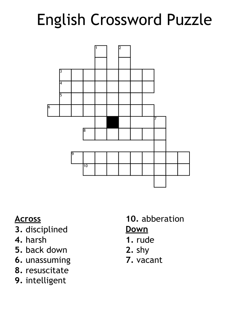English Crossword Puzzle 