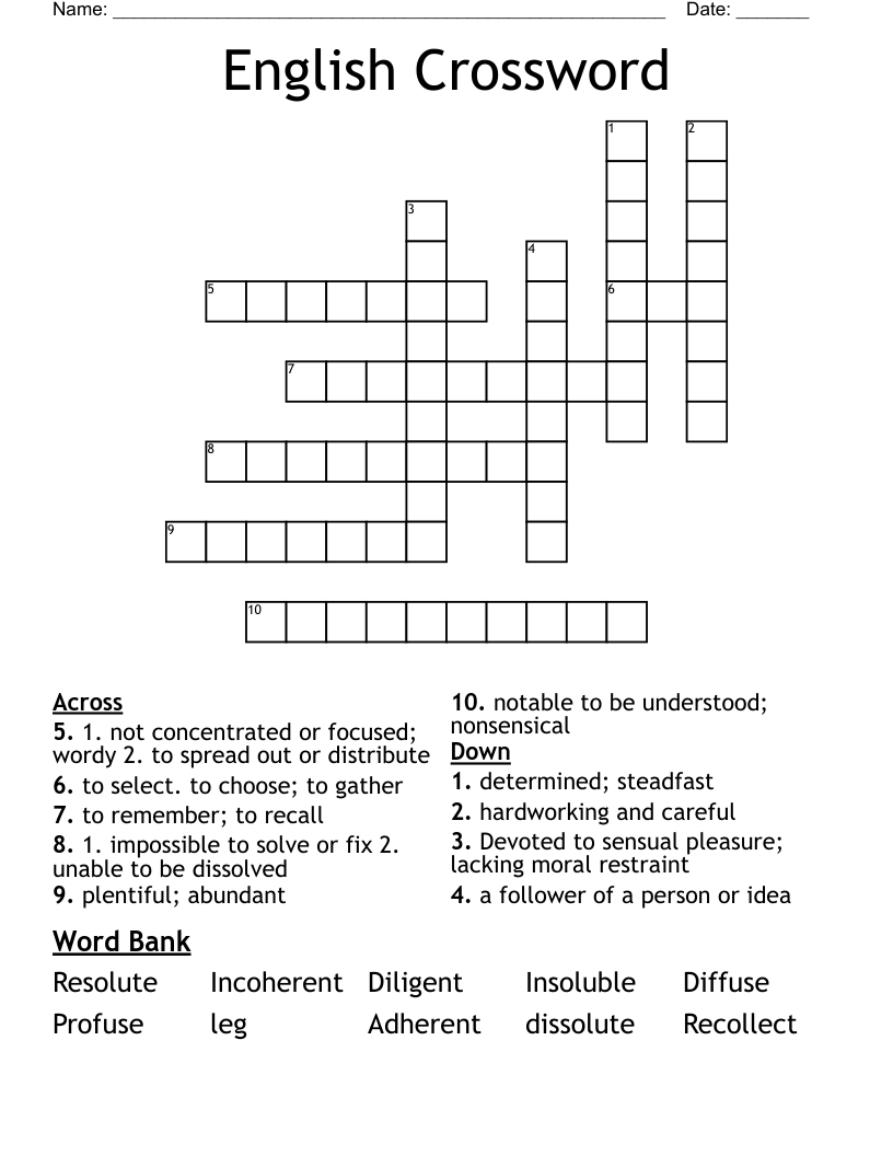 English Crossword  