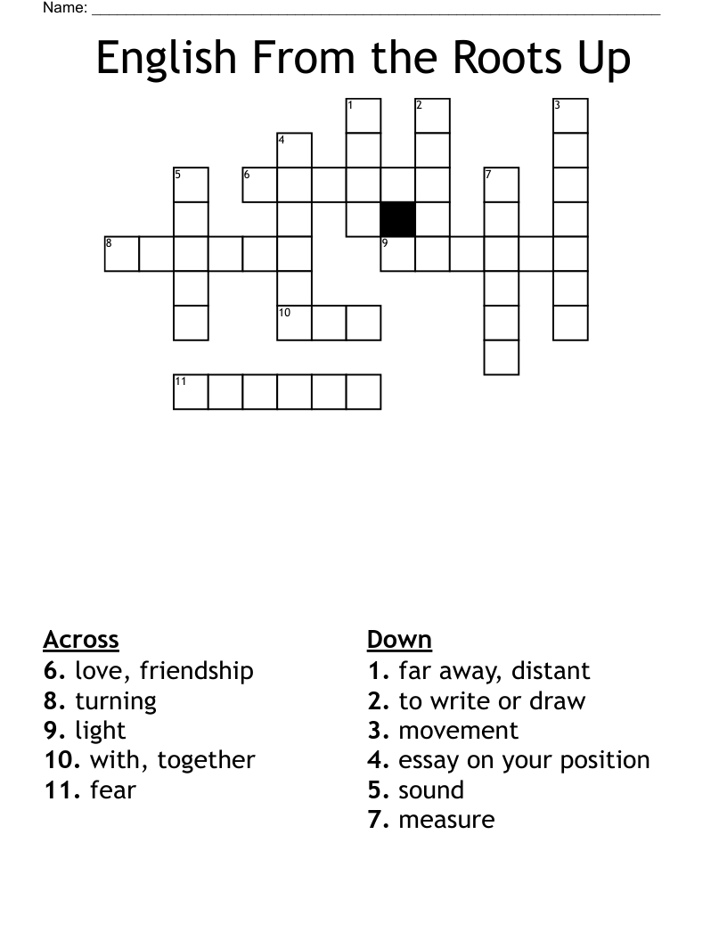 English From the Roots Up Crossword