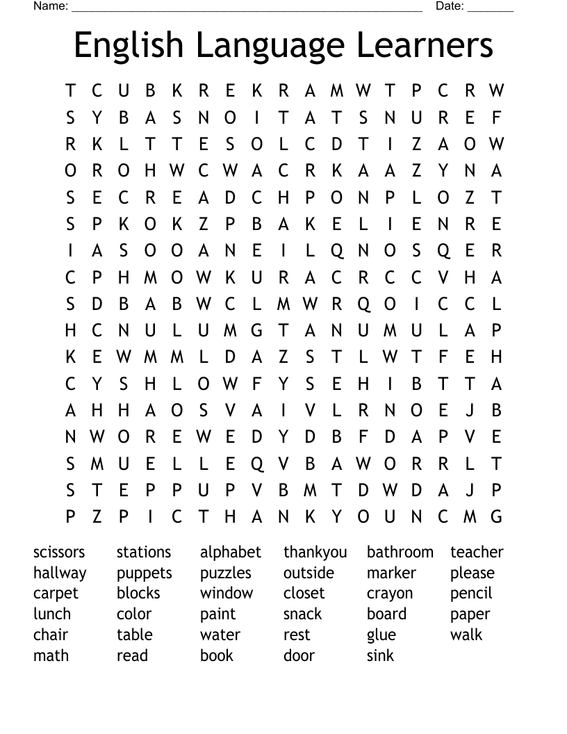 English Language Learners Word Search