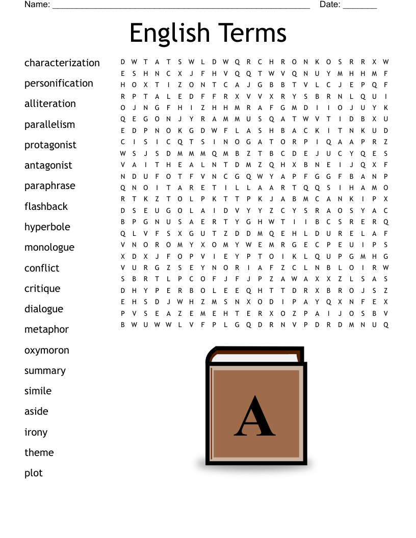 English Terms Word Search