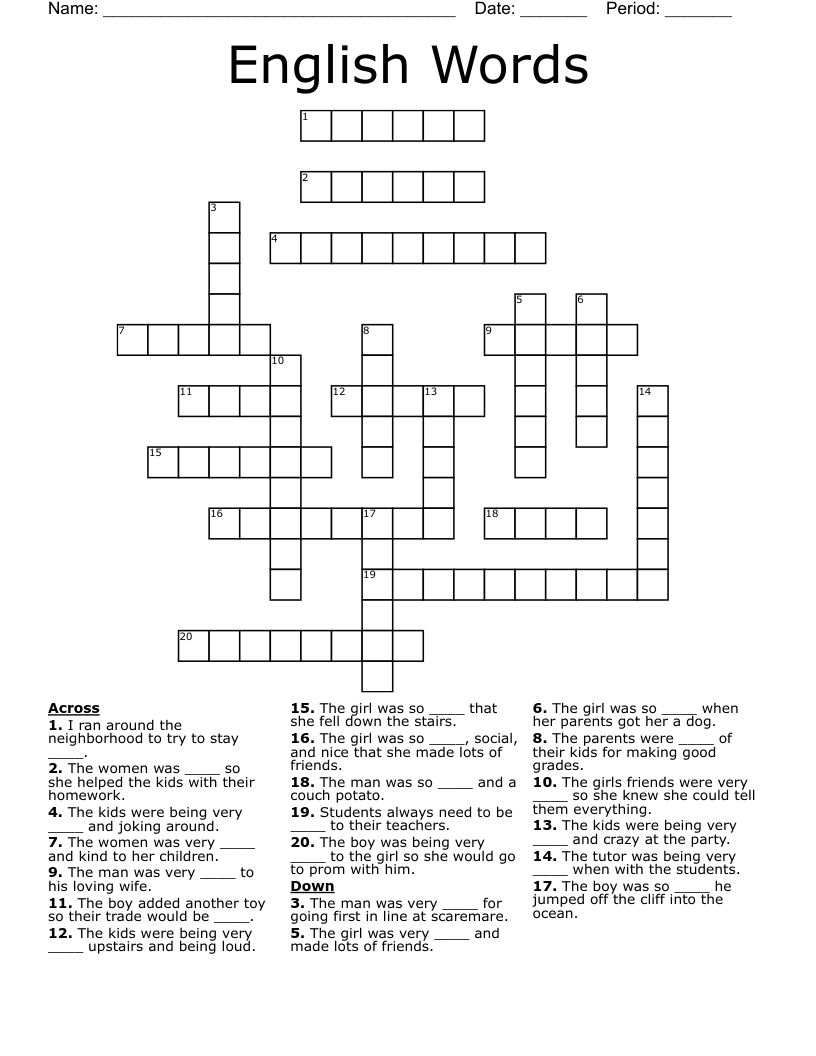 English Words Crossword