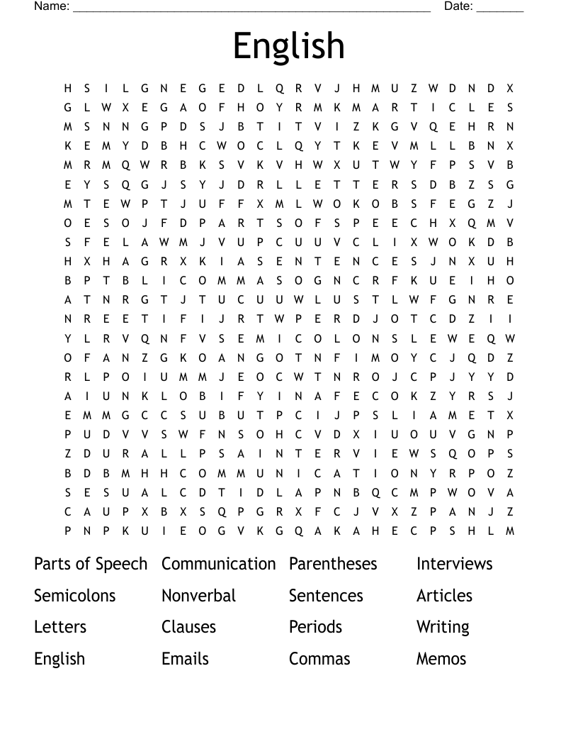 English  Word Search