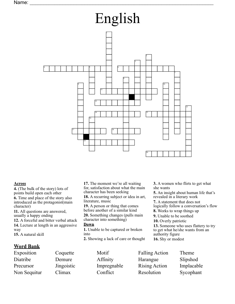 English  Crossword
