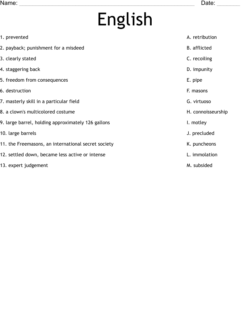 English  Worksheet