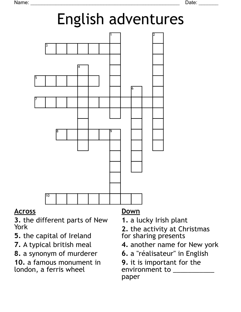 English adventures Crossword