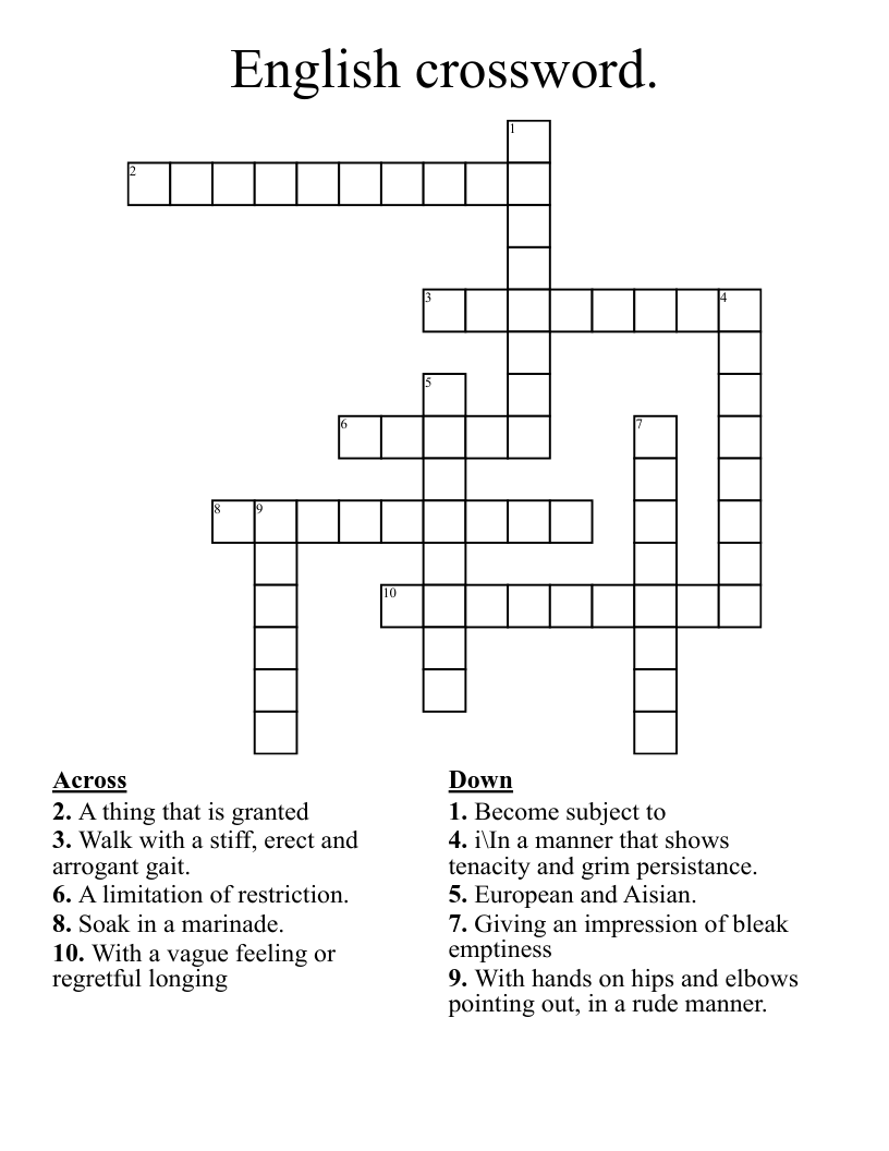 English crossword.