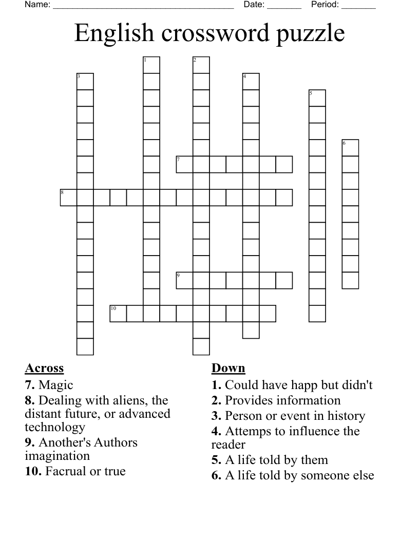 English crossword puzzle 
