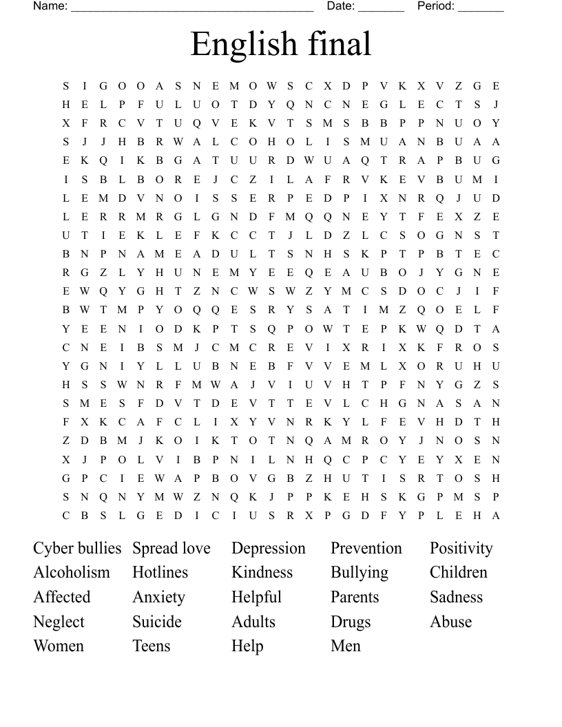 English final  Word Search
