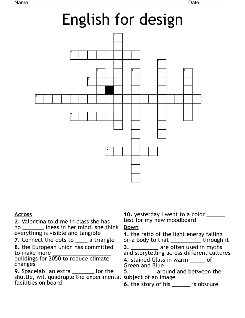 English for design  Crossword