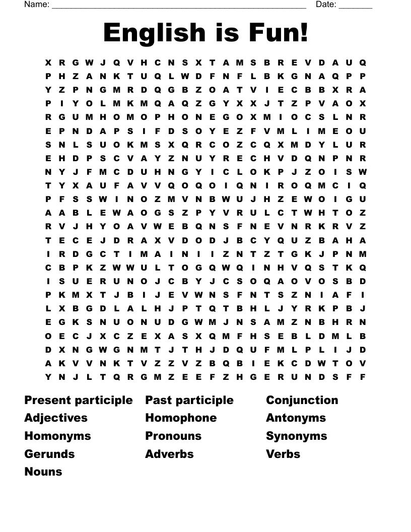 English is Fun! Word Search