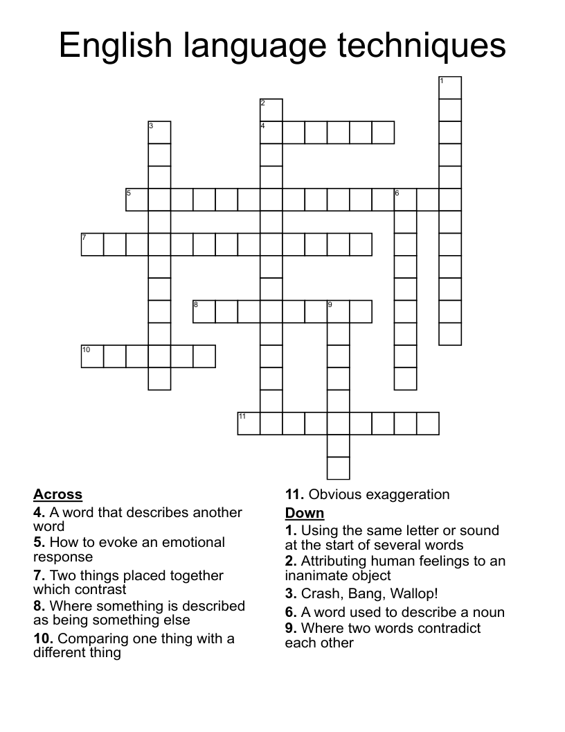 English language techniques Crossword