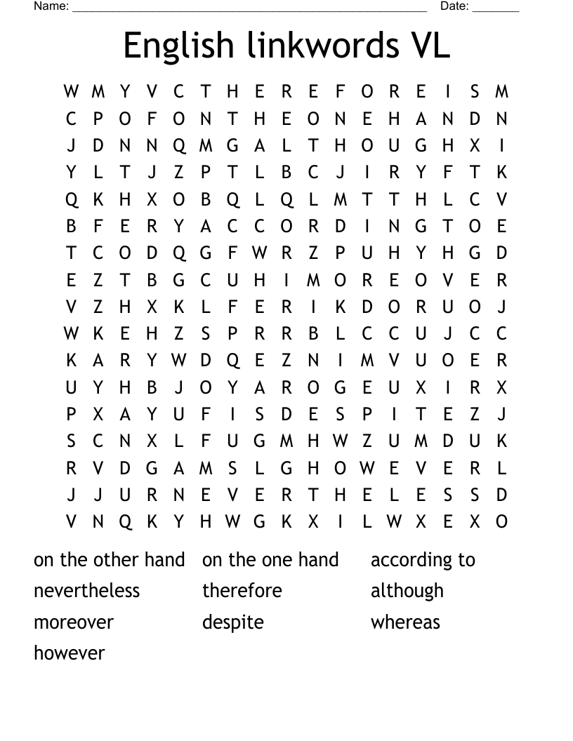 English linkwords VL Word Search