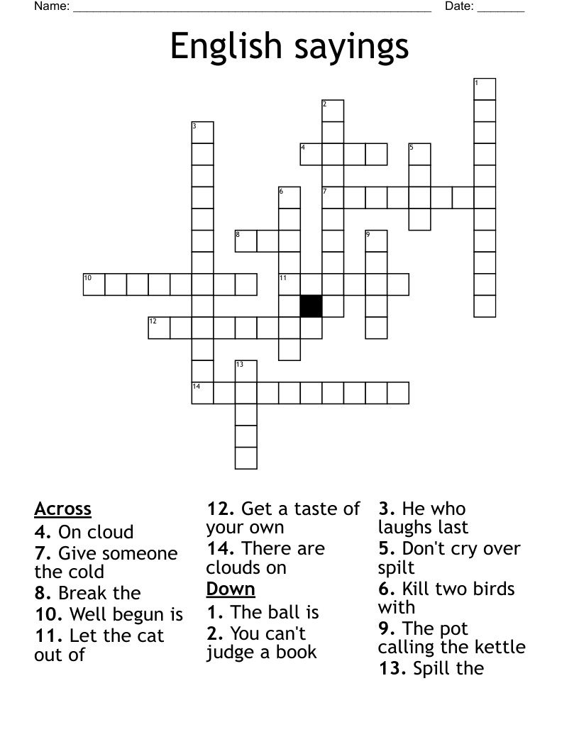 English sayings Crossword